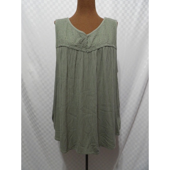 Sonoma Life + Style Tops - SONOMA Green Embroidered Flowy Tank Top | 2X